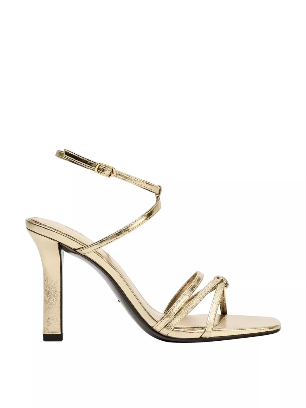 Zara Metallic Gold Strappy High-Heel Sandals